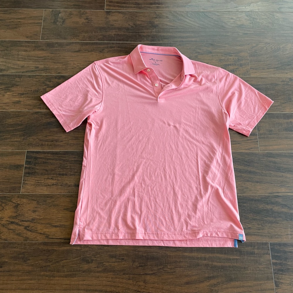 Men’s Peter Millar Seaside Solid Pink Polo - image 1